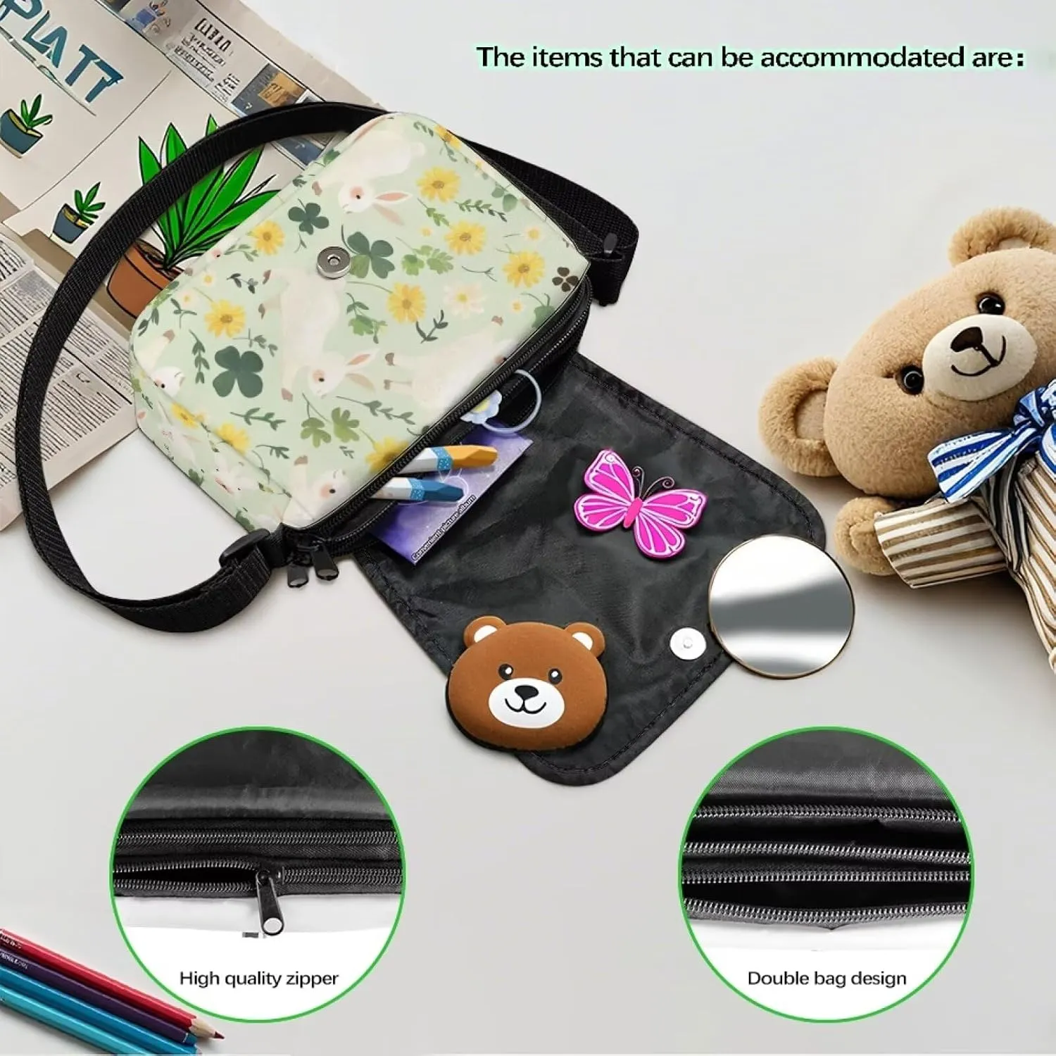Children's Flap Crossbody Bag with Adjustable Strap for Daily Use