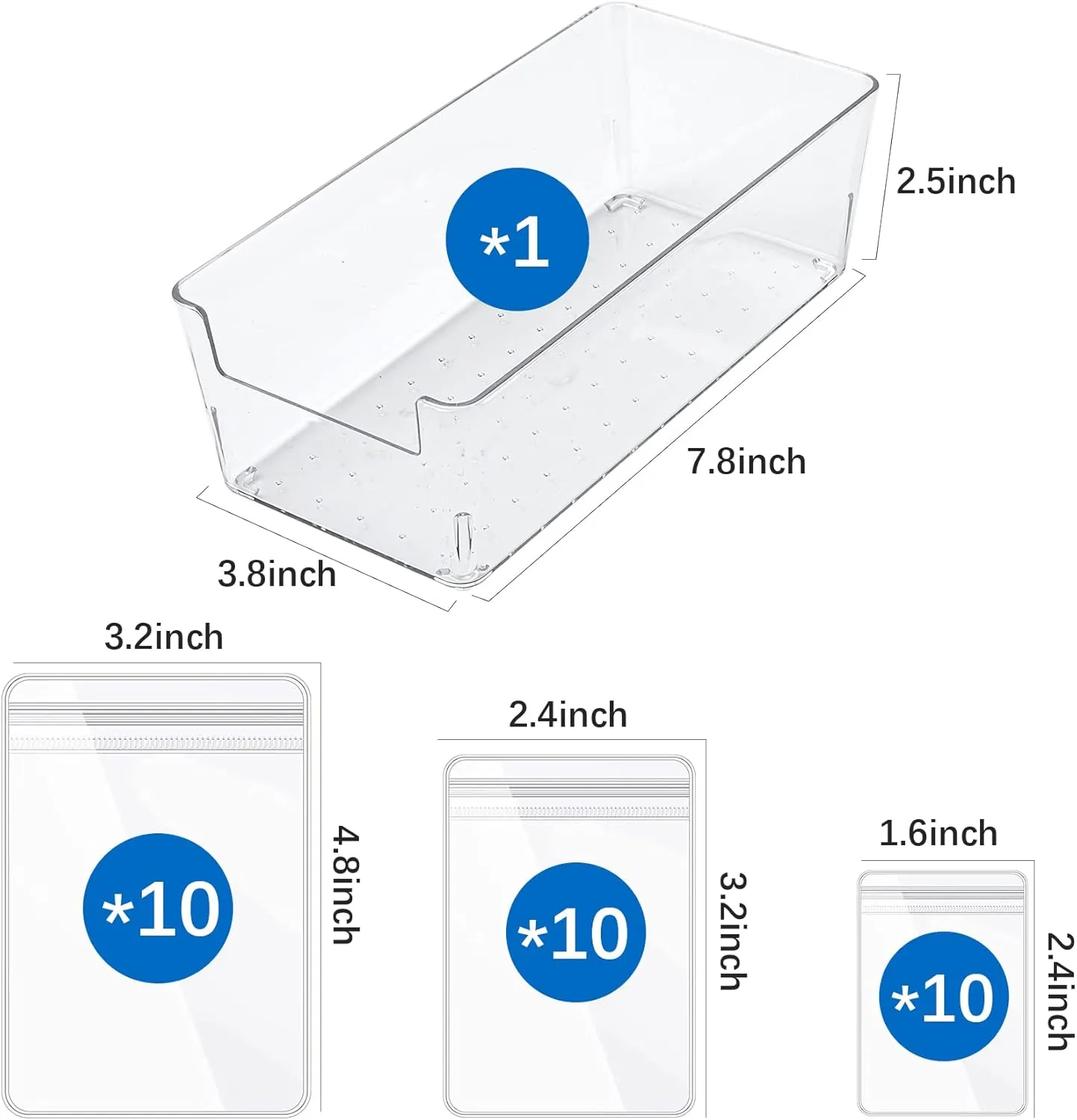 Clear Acrylic Jewelry Organizer for Women Teen Girls, Earring Jewelry Display Organizer with 30Pcs PVC Transparent Anti-oxidation Jewelry Storage Zipper Bag for Necklace Earrings Rings Bracelets