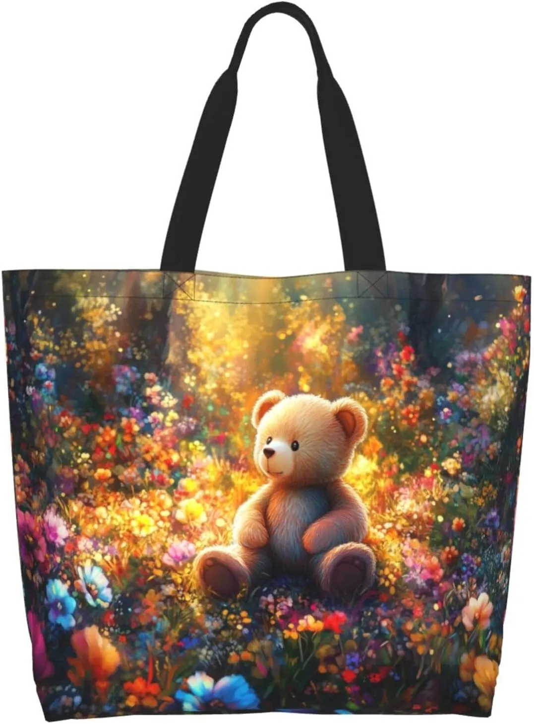 close-up Golden Retriever face print Reusable Shoulder Bags Large Casual Tote Bag Shopping Grocery grocery bag