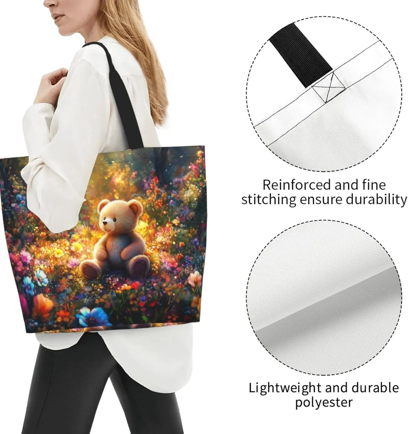 close-up Golden Retriever face print Reusable Shoulder Bags Large Casual Tote Bag Shopping Grocery grocery bag