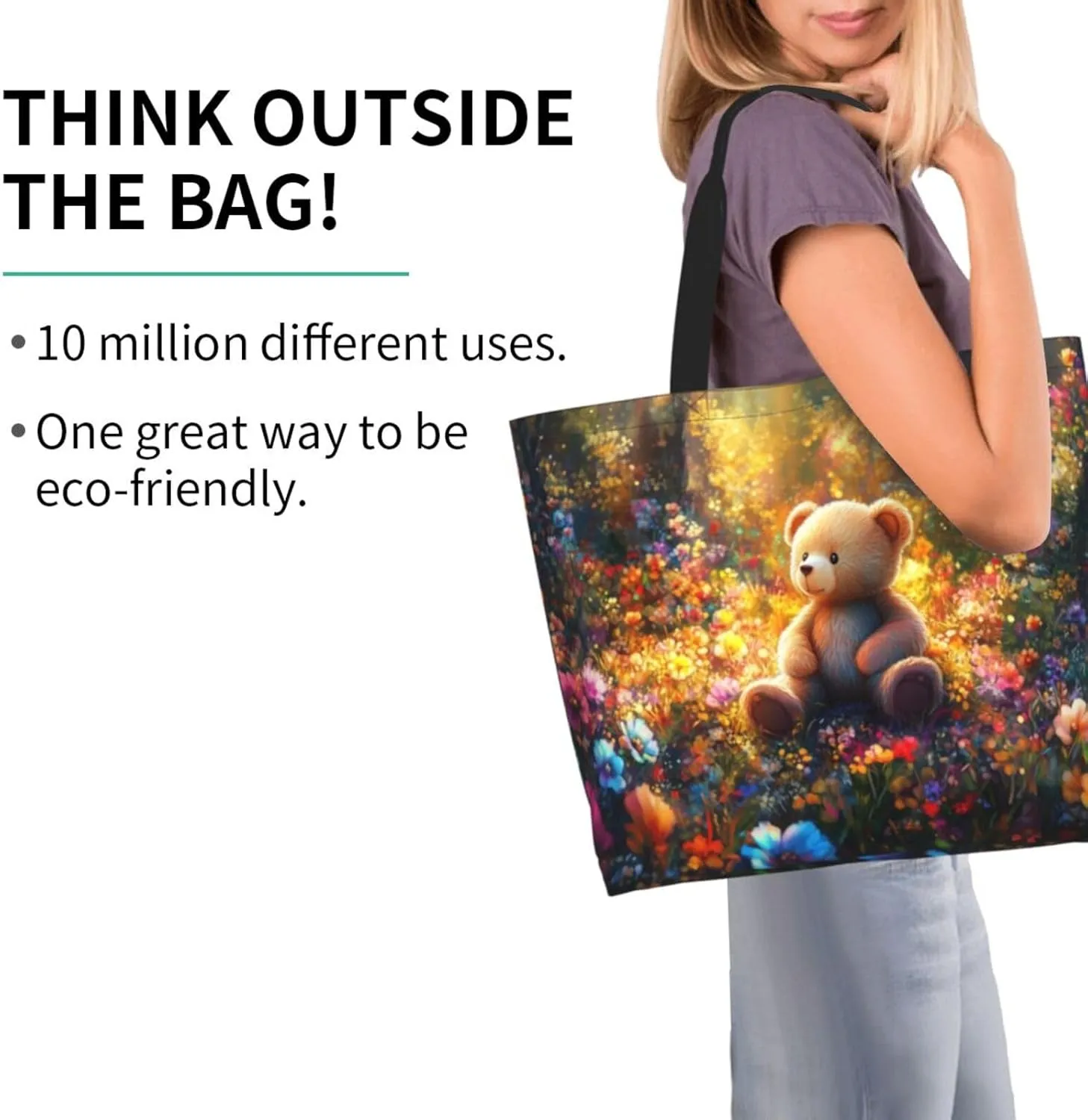 close-up Golden Retriever face print Reusable Shoulder Bags Large Casual Tote Bag Shopping Grocery grocery bag