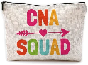CNA Squad Certified Nursing Makeup Bag Travel Cosmetic Bags for Women Girls,Nurse Nursing Assistant Cosmetic Bags with Zipper Pouch Travel Toiletry Case,CNA Medical Student Gift,CNA Week Gift