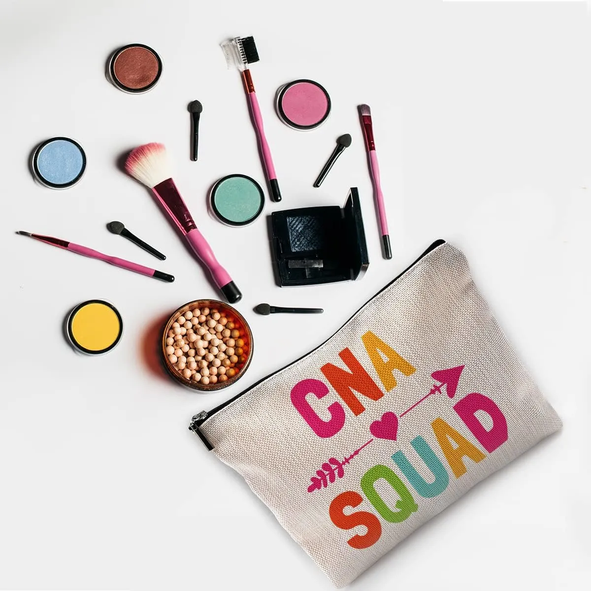 CNA Squad Certified Nursing Makeup Bag Travel Cosmetic Bags for Women Girls,Nurse Nursing Assistant Cosmetic Bags with Zipper Pouch Travel Toiletry Case,CNA Medical Student Gift,CNA Week Gift