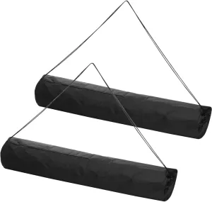 CRASPIRE 2Pcs Black Polyester Rectangular Drawstring Storage Bags, 11.73x44.88 inch, Waterproof, Foldable, Ideal for Camping, Clothing, Bedding