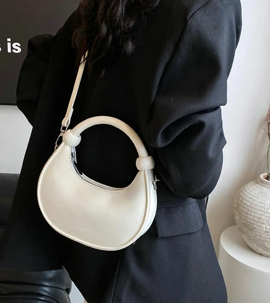Crescent Purses for Women Cute Y2k Shoulder Crossbody Bag Small Dumpling Totes Handbag Vegan Leather Clutch Satchel