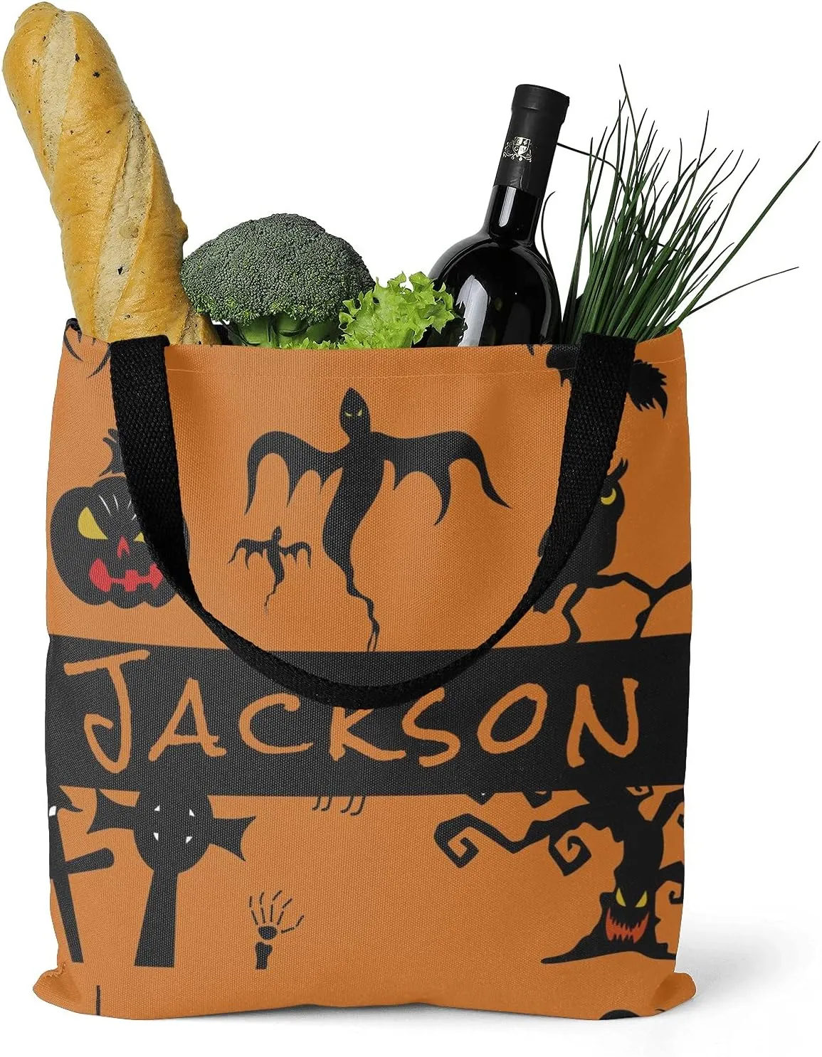 Custom Tote Bags Personalized Canaves Tote Bags with your Name Halloween Tote Bags Customized Tote Bags for Shopping Gift