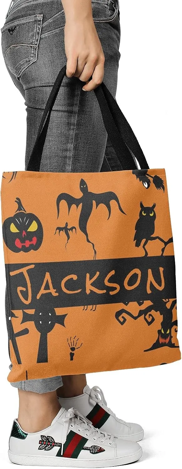 Custom Tote Bags Personalized Canaves Tote Bags with your Name Halloween Tote Bags Customized Tote Bags for Shopping Gift