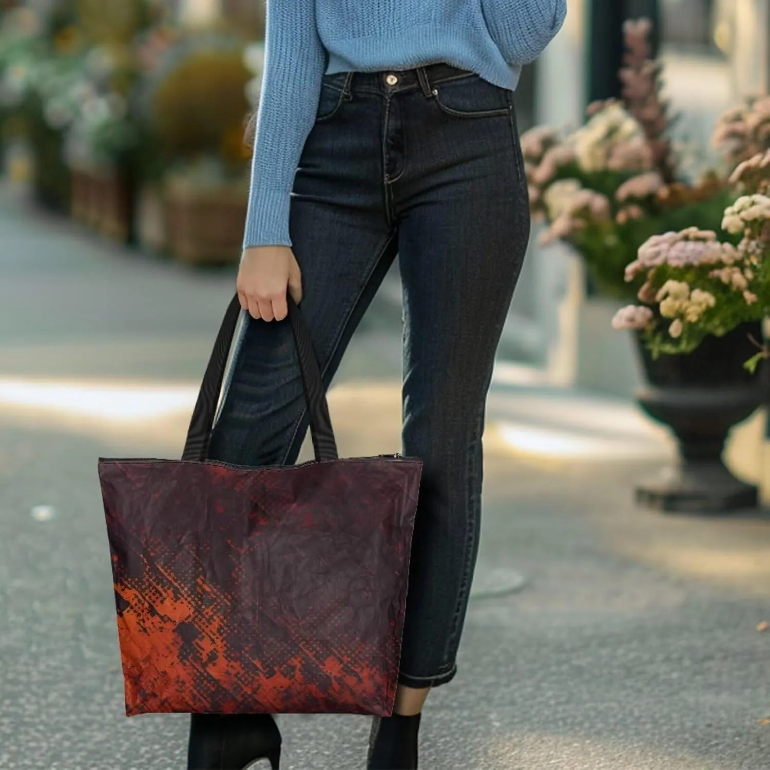 Cute Guient Pig Animal Women Tote Paper Bag Jamaica Flag Foldable Tote Bag, Abstract Art Large Work Commute Bags