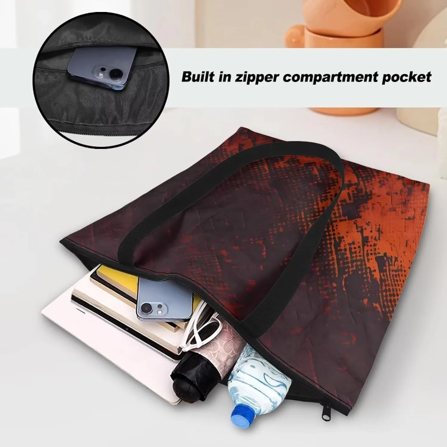 Cute Guient Pig Animal Women Tote Paper Bag Jamaica Flag Foldable Tote Bag, Abstract Art Large Work Commute Bags