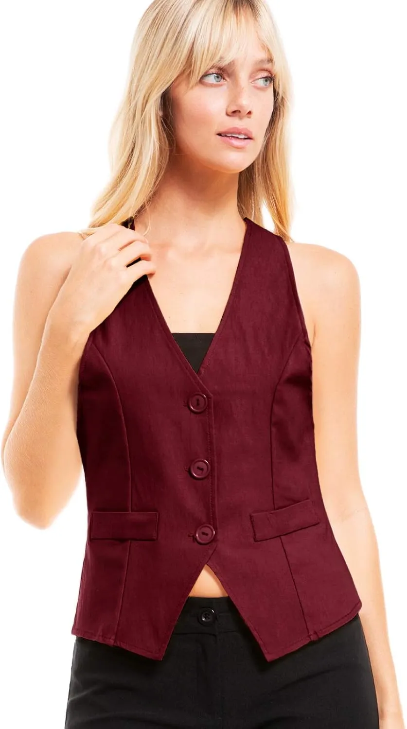 Design by Olivia Women's Dressy Casual Versatile Racerback Vest Tuxedo Suit Waistcoat