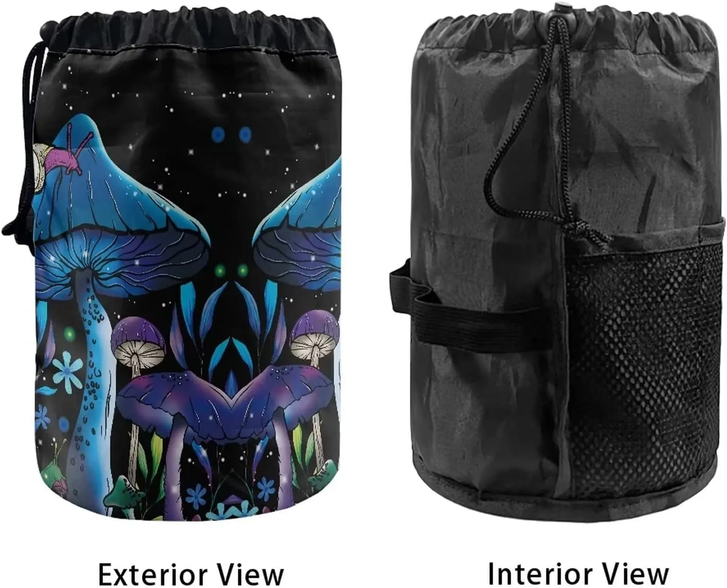 doginthehole Mushroom Cosmetic Bag for Women Portable Makeup Bag Drawstring Barrel Storage Bag Foldable Barrel Toiletry Bag Multifunctional Cosmetic Travel Bag