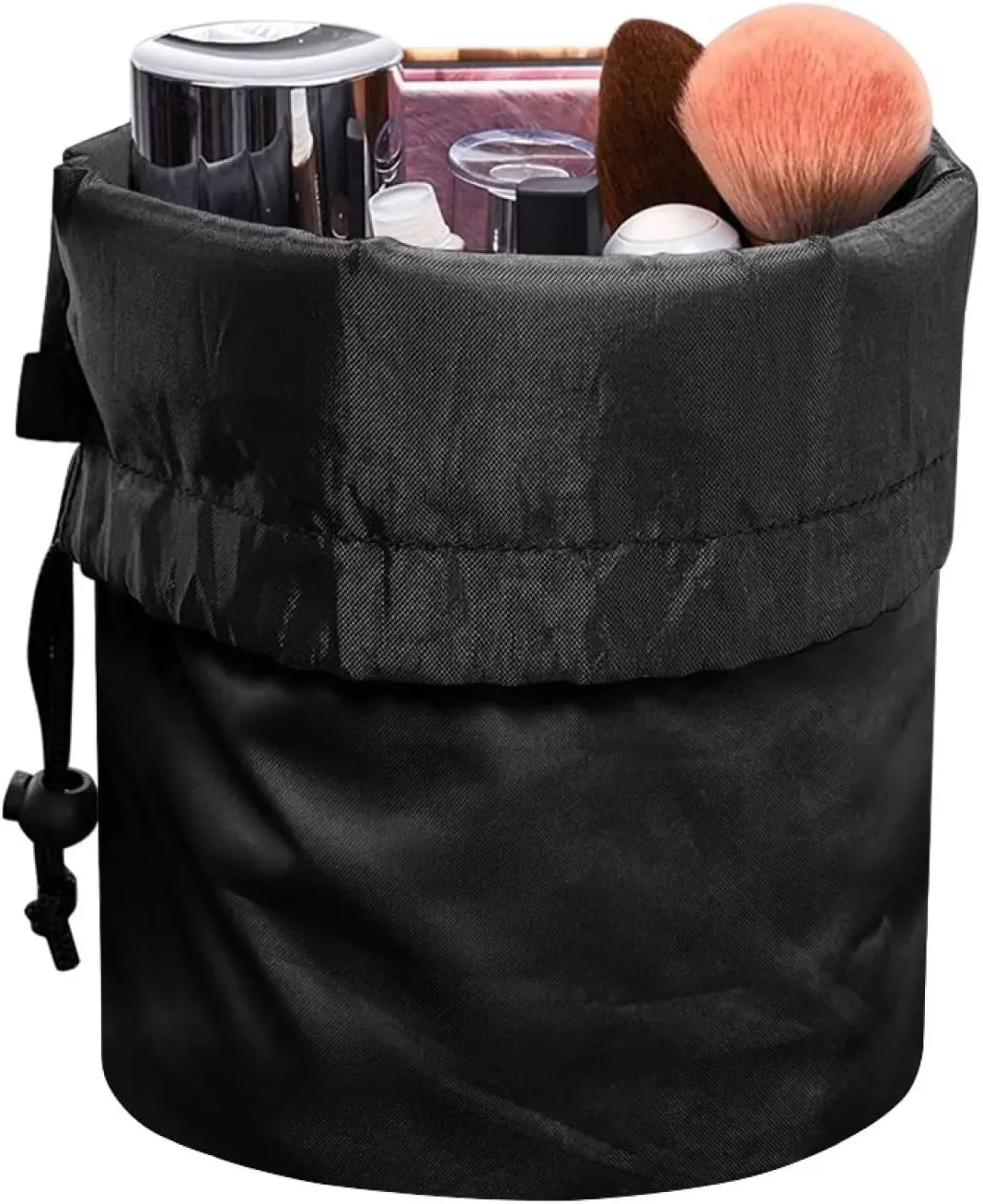 Dolyues Drawstring Cylinder Cosmetic Bag American Flag Sunflower Makeup Organizer Multifunctional Barrel Shaped Toiletry Bags Portable Travel Make Up Bag for Women