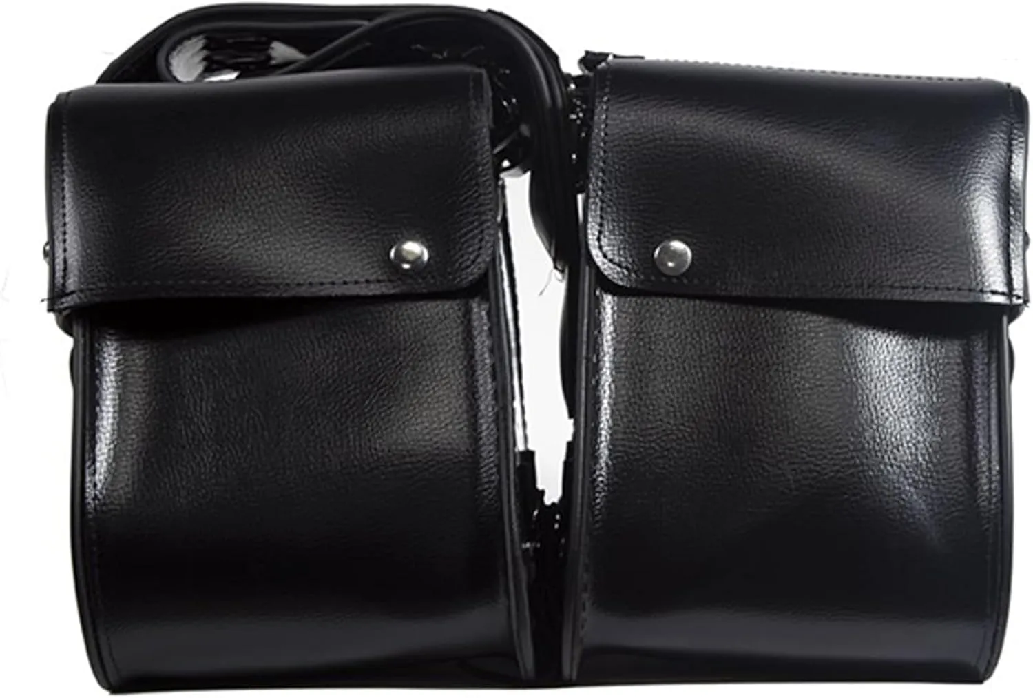 Dream Apparel Faux Leather Motorcycle Saddle Bags Studded Throw Over Saddlebags, PVC Motorcycle Side Bags for Honda Shadow Sportster Softail Dyna V-star (Black)
