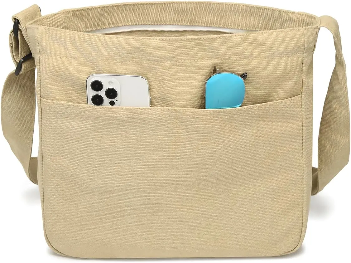 Dreubea Womens Casual Canvas Bag Ladies Tote Shoulder Handbag Crossbody Purse for Daily Use