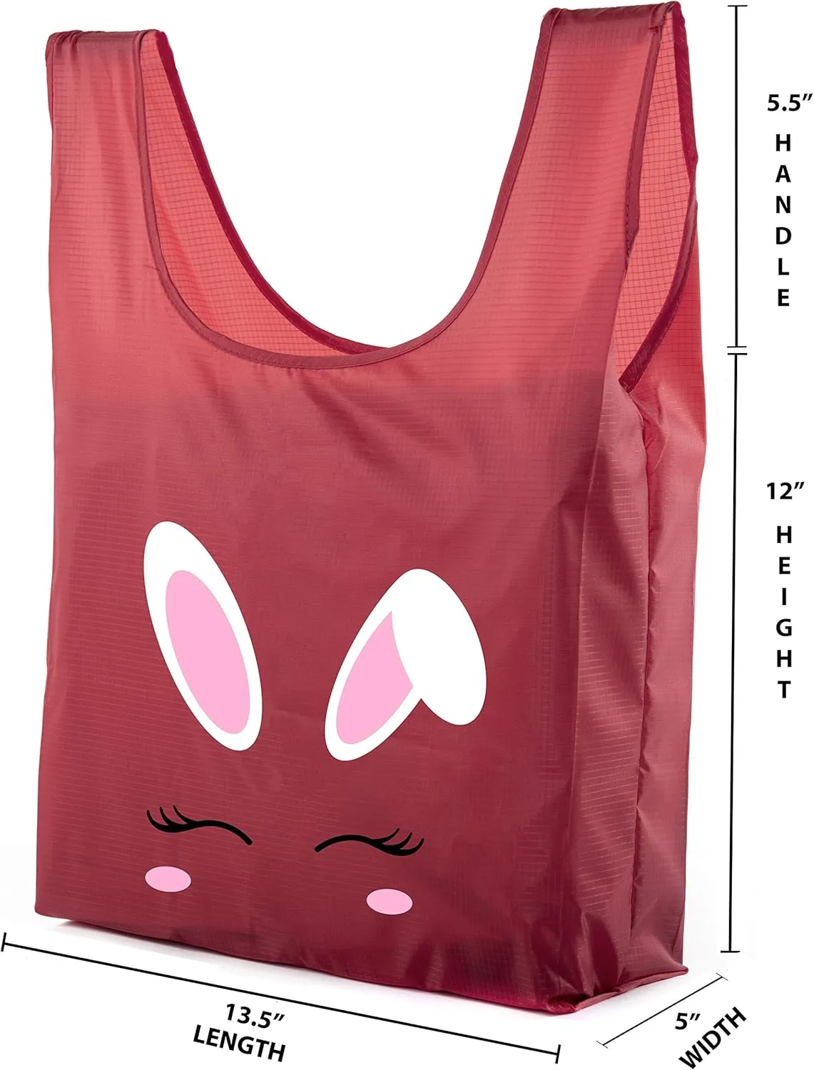 Easter Basket Bags, Bulk Reusable Grocery Bags, Easter Egg Hunt Tote Bags - Bunny Face