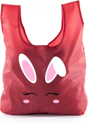 Easter Basket Bags, Bulk Reusable Grocery Bags, Easter Egg Hunt Tote Bags - Bunny Face