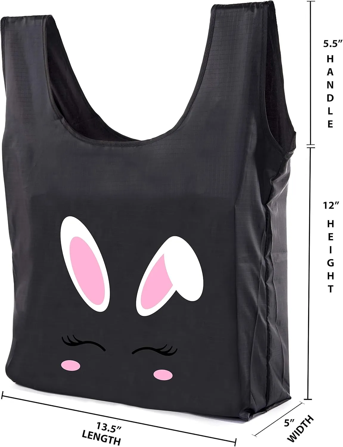 Easter Basket Bags, Bulk Reusable Grocery Bags, Easter Egg Hunt Tote Bags - Bunny Face