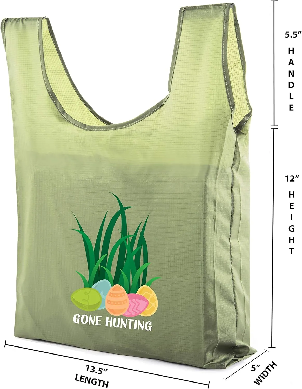Easter Basket Bags, Bulk Reusable Grocery Bags, Easter Egg Hunt Tote Bags - Gone Hunting