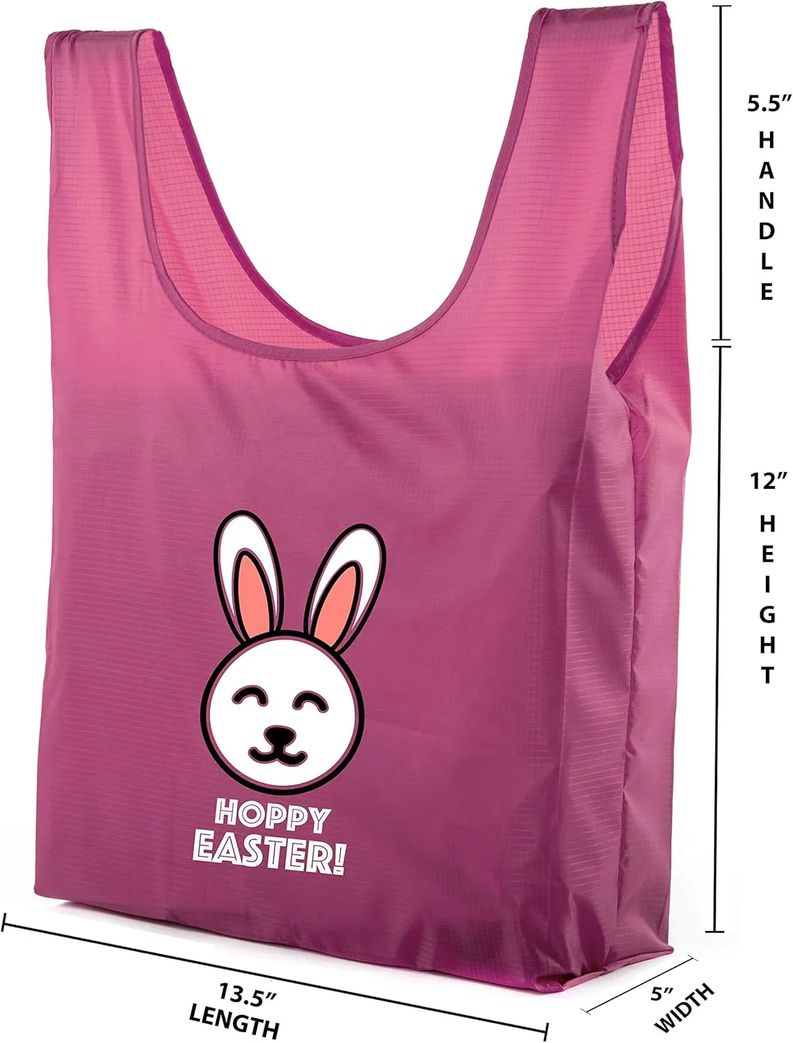 Easter Basket Bags, Bulk Reusable Grocery Bags, Easter Egg Hunt Tote Bags - Hoppy Easter