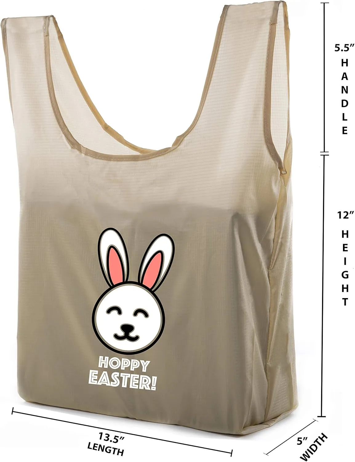 Easter Basket Bags, Bulk Reusable Grocery Bags, Easter Egg Hunt Tote Bags - Hoppy Easter
