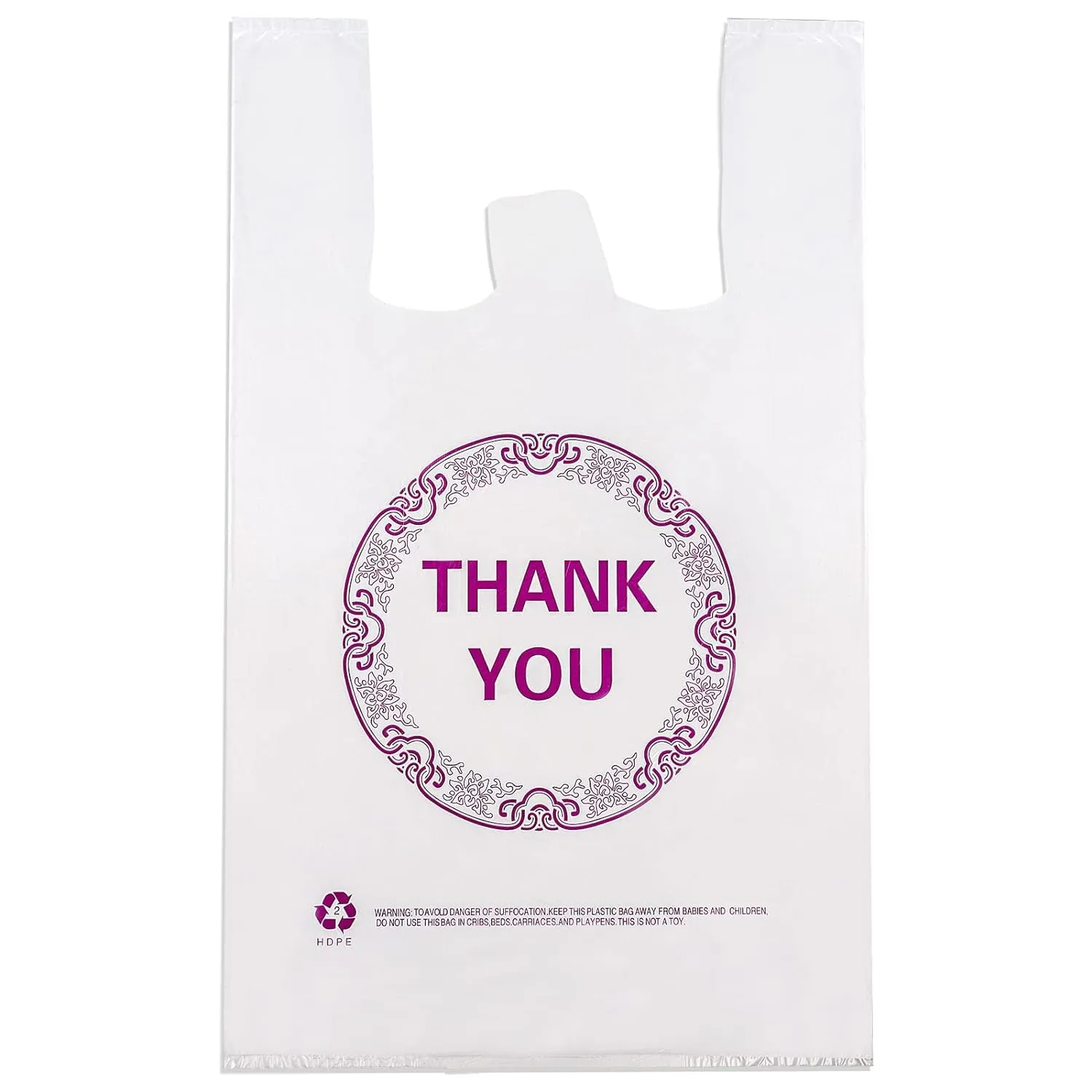 Elsjoy 500 Pieces Thank You Plastic Shopping Bags, 21 x 13 Inch T-Shirt Carry Out Bags Bulk Reusable Grocery Bags for Supermarket, Restaurant, Retail Store