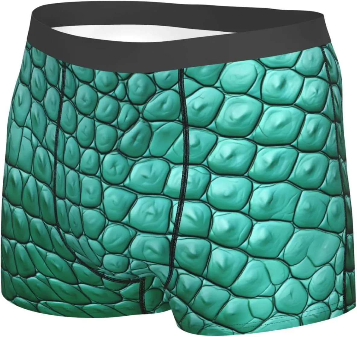 Emerald crocodile leather Printed Men's Boxer Briefs, Polyester Elastic Boxer Briefs - Multiple Sizes