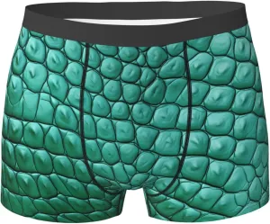 Emerald crocodile leather Printed Men's Boxer Briefs, Polyester Elastic Boxer Briefs - Multiple Sizes