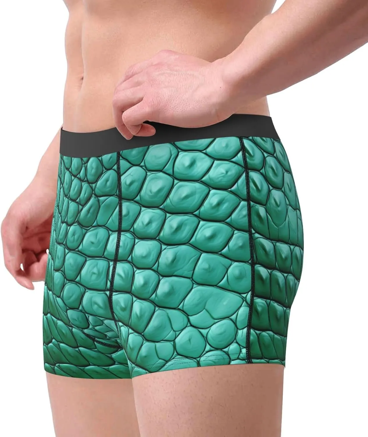Emerald crocodile leather Printed Men's Boxer Briefs, Polyester Elastic Boxer Briefs - Multiple Sizes