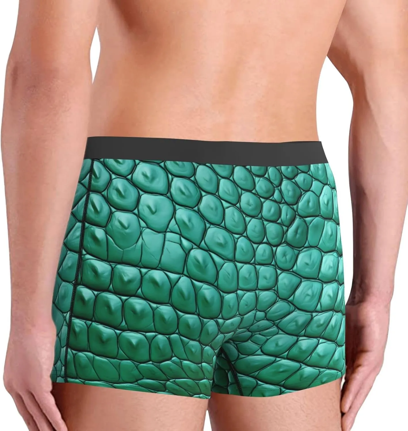 Emerald crocodile leather Printed Men's Boxer Briefs, Polyester Elastic Boxer Briefs - Multiple Sizes
