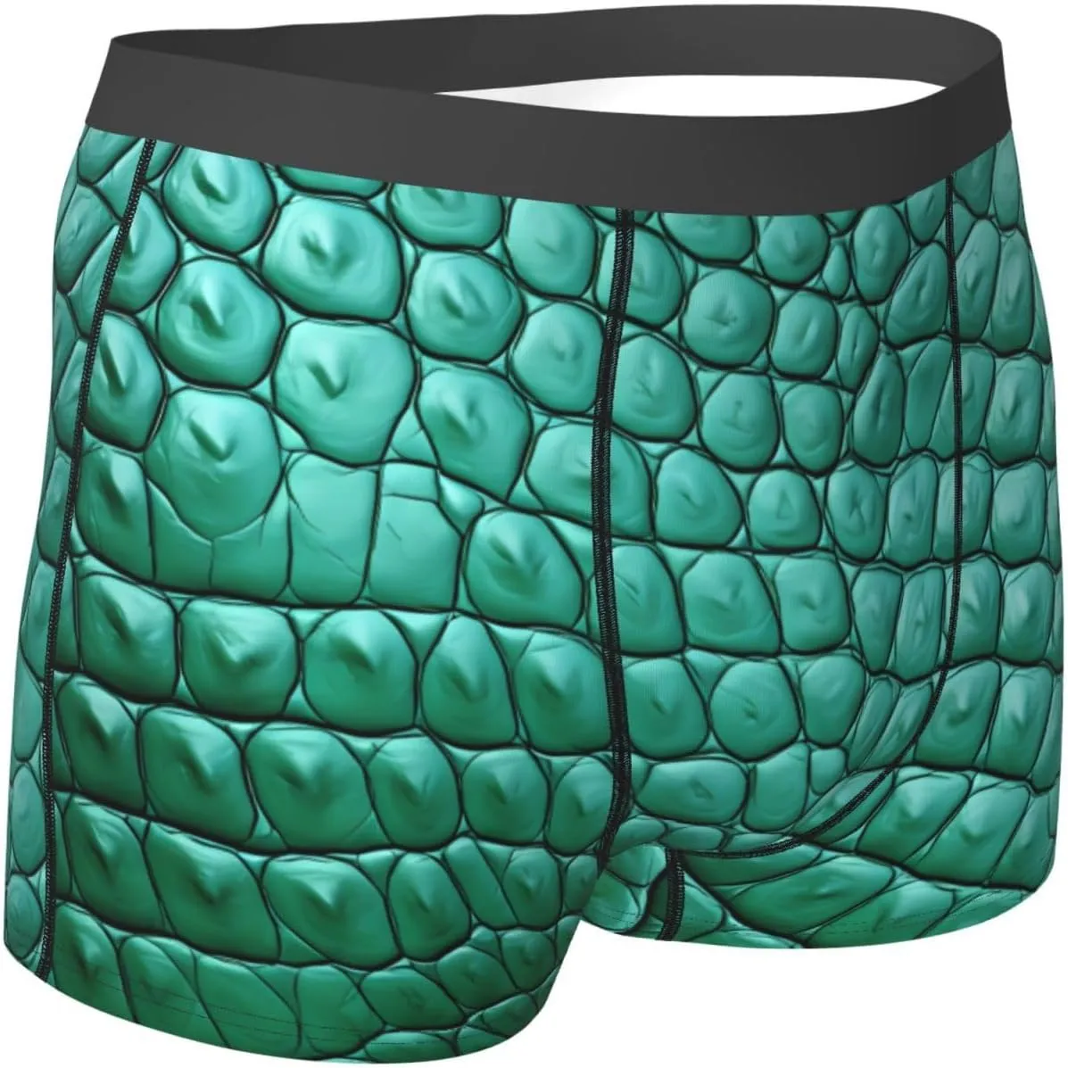 Emerald crocodile leather Printed Men's Boxer Briefs, Polyester Elastic Boxer Briefs - Multiple Sizes
