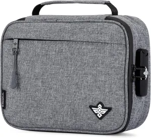 Exodus Storage Travel Bag with Combination Lock Water Resistant Organizer Case Toiletry Bag Dopp Kit Makeup or Toiletry Bag for Men & Women (Grey)