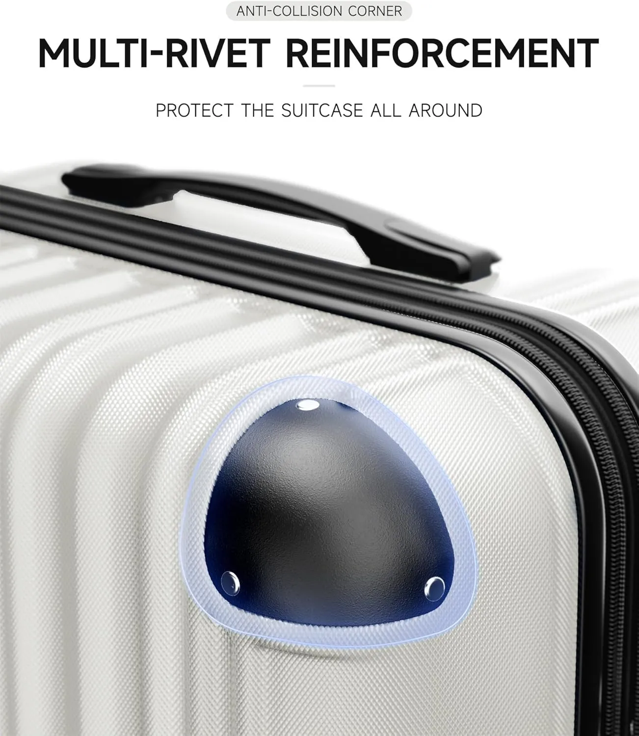 Expandable Luggage Sets 3 Piece Set, Hard Shell Spinner Suitcase Set, 20/24/28In Carry-on and Checked Luggage(White)