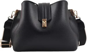 Fashion Bucket Bag Women Bags Luxury Wide Strap Crossbody Bag Pu Leather Totes Bag