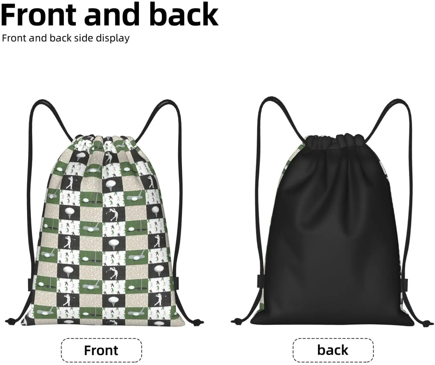 Fashion Funny Golf Sports Bag for Women Men Drawstring Backpack Bag Sackpack for Gym Shopping Sport Yoga