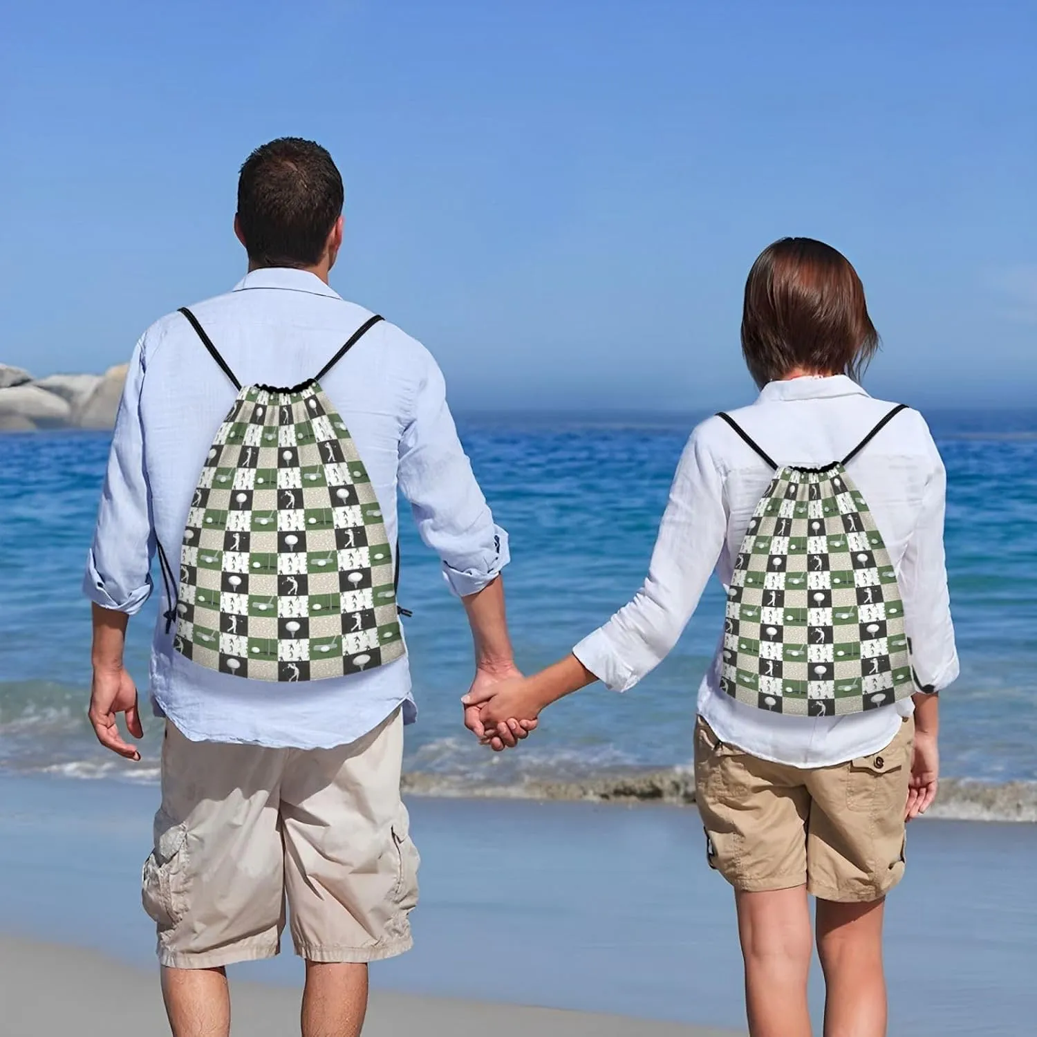 Fashion Funny Golf Sports Bag for Women Men Drawstring Backpack Bag Sackpack for Gym Shopping Sport Yoga