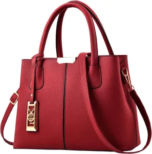 Fashion Handbag Simple Bag Large Capacity One Shoulder Women Bag Man Messenger Bags Small Leather (Red, One Size)
