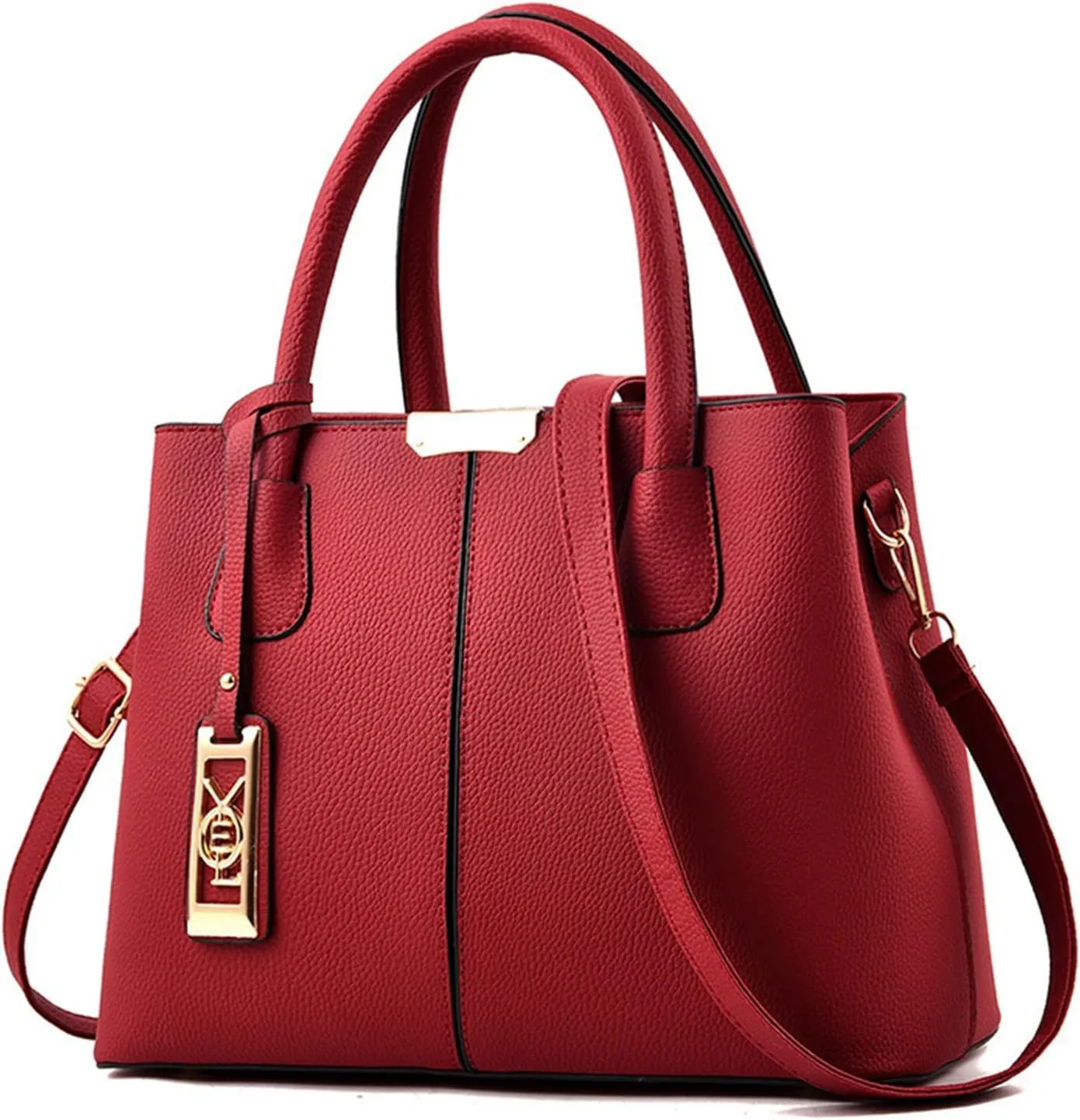 Fashion Handbag Simple Bag Large Capacity One Shoulder Women Bag Man Messenger Bags Small Leather (Red, One Size)