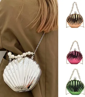 Fashion Ladies Bags, Handbags, Wedding Clutches Bag Pearl Handle Handbag for Women Shoulder Bags Crossbody Bag with Chain Fashion Evening Bag(Silver)