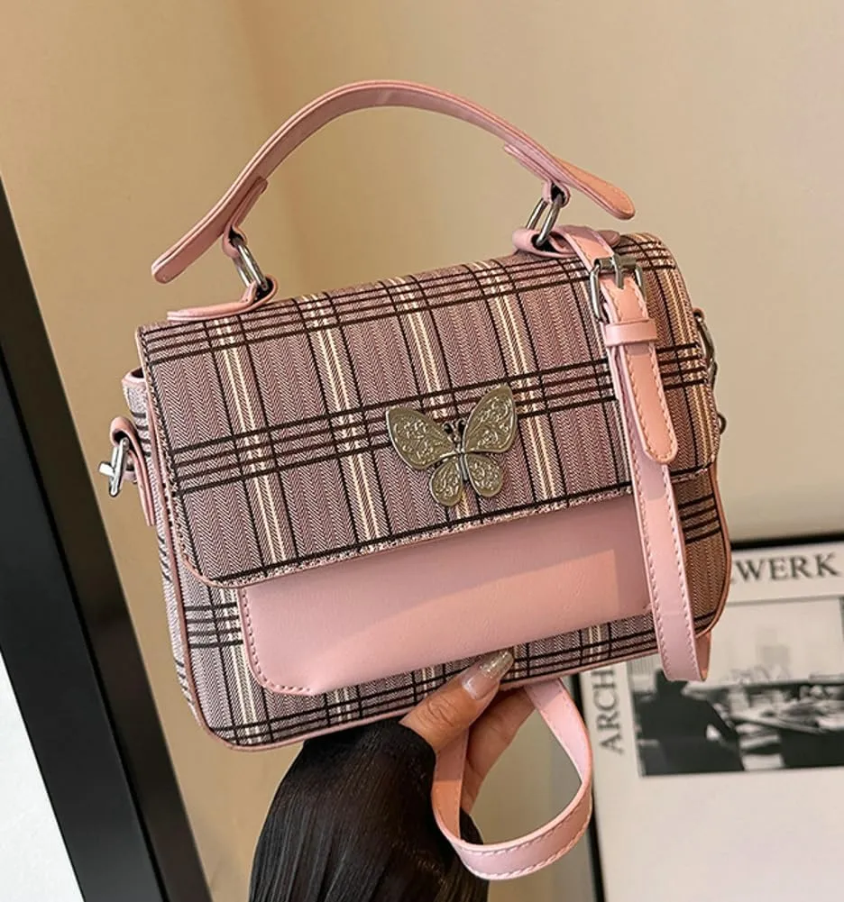 Fashion Vegan Leather Shoulder Crossbody Bags for Women Y2k Handbag Hobo Totes Purse Satchel Plaid Clutch