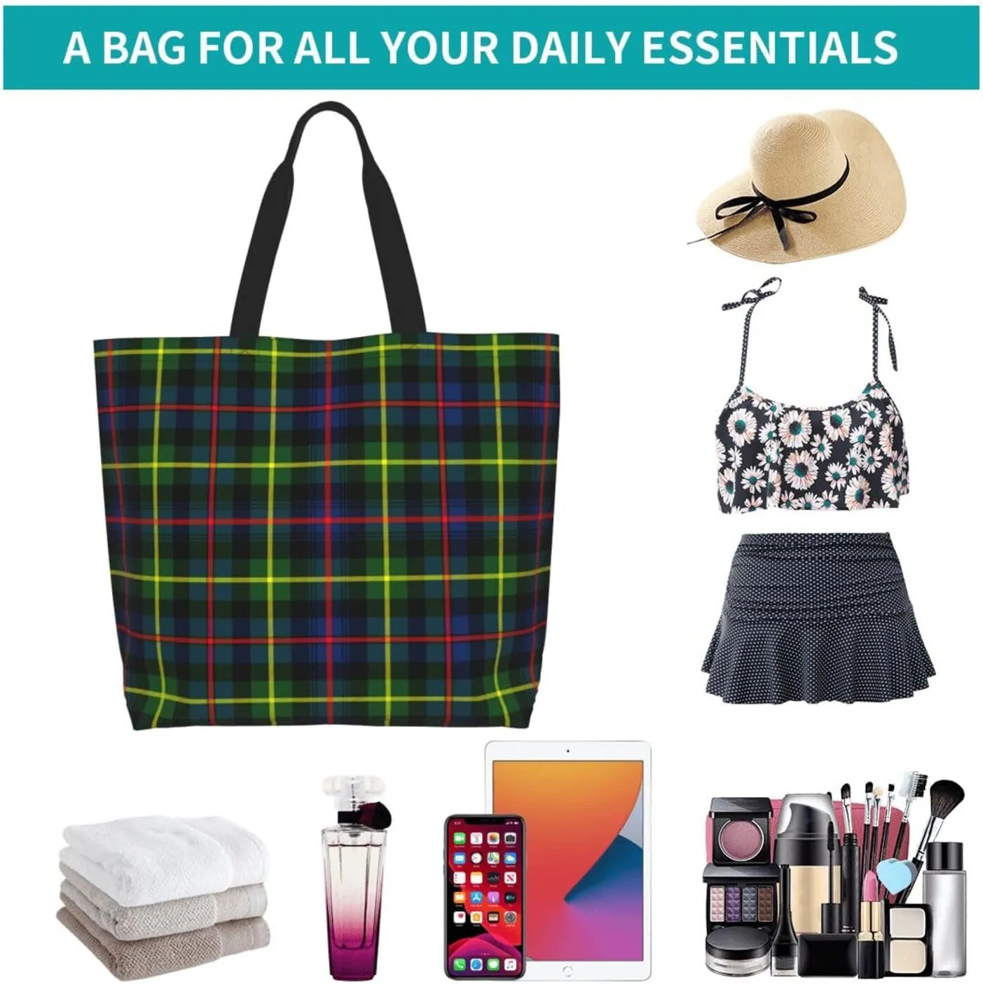 Forbes Ancient Tartan Tote Bag For Women Weekender Travel Bag Reusable Grocery Bags Large Totes Handbags