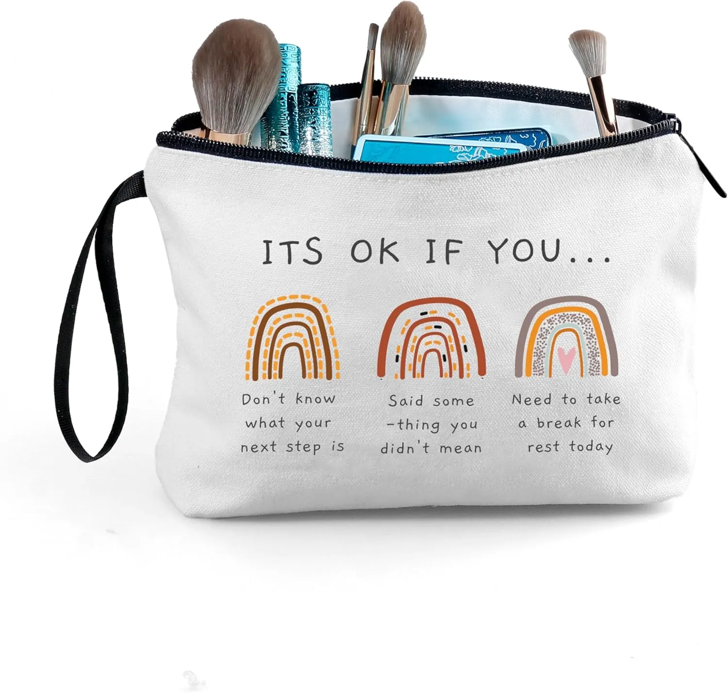 Friend Gifts for Women, Rainbow Makeup Bag with Mirror, Travel Gym Daily Use, Multicolor