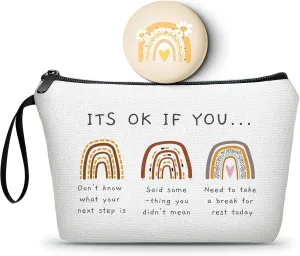 Friend Gifts for Women, Rainbow Makeup Bag with Mirror, Travel Gym Daily Use, Multicolor