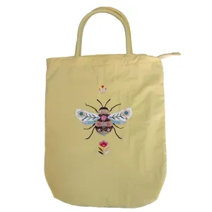 Fun canvas Bag Tote bag Reusable soft grocery bag, Birthday, Christmas, novelty woman, couple, best friend, adult, teen, Cute canvas bag for women, Fun cute gift (Lemon yellow(Embroidered bee))