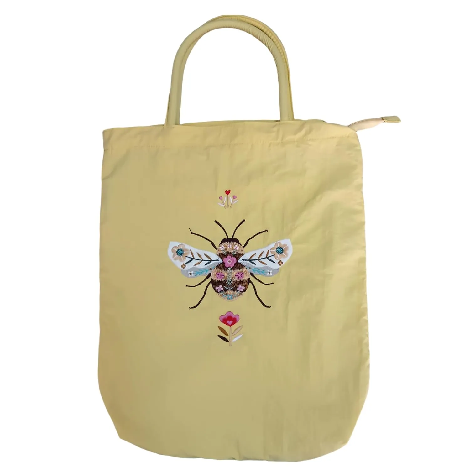Fun canvas Bag Tote bag Reusable soft grocery bag, Birthday, Christmas, novelty woman, couple, best friend, adult, teen, Cute canvas bag for women, Fun cute gift (Lemon yellow(Embroidered bee))