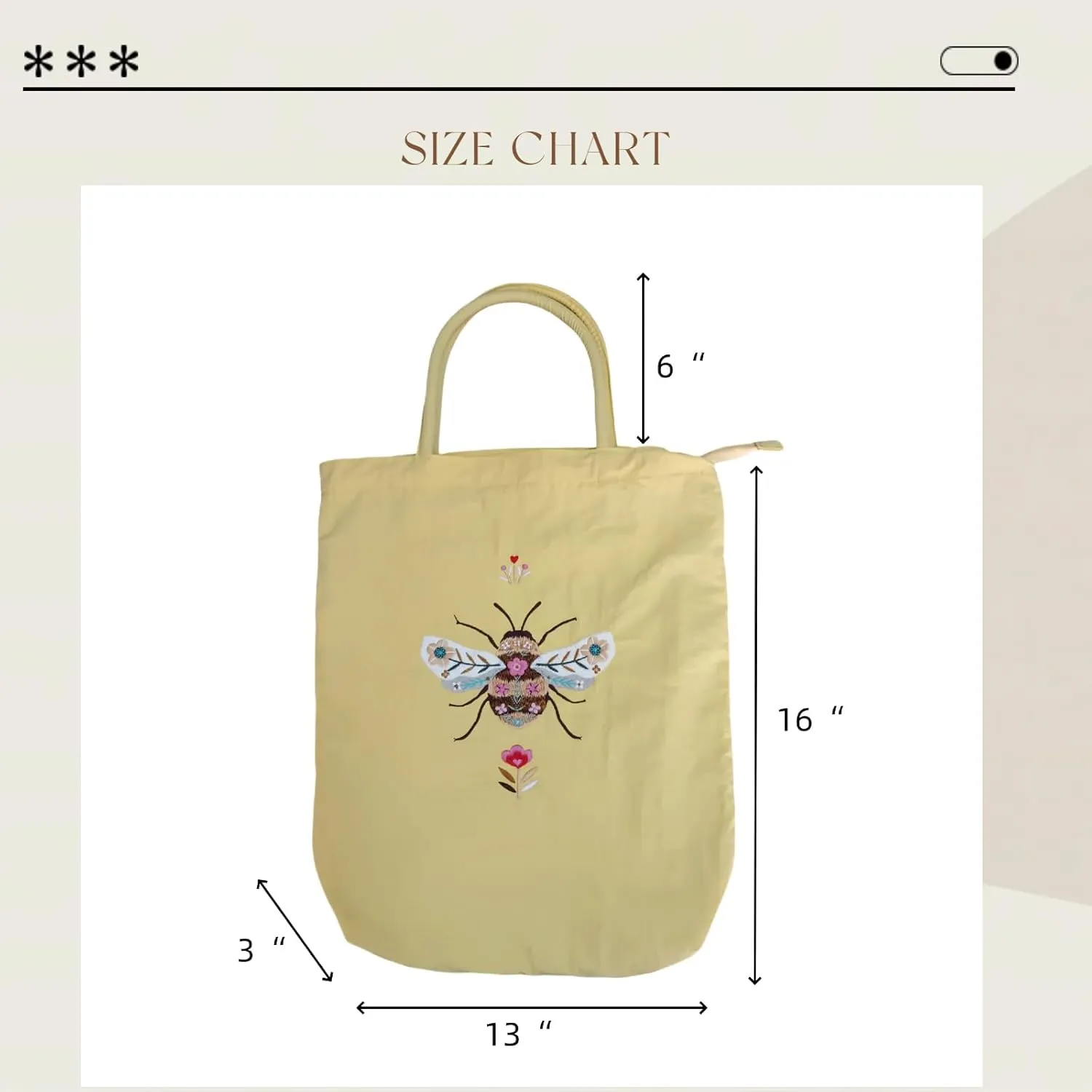 Fun canvas Bag Tote bag Reusable soft grocery bag, Birthday, Christmas, novelty woman, couple, best friend, adult, teen, Cute canvas bag for women, Fun cute gift (Lemon yellow(Embroidered bee))