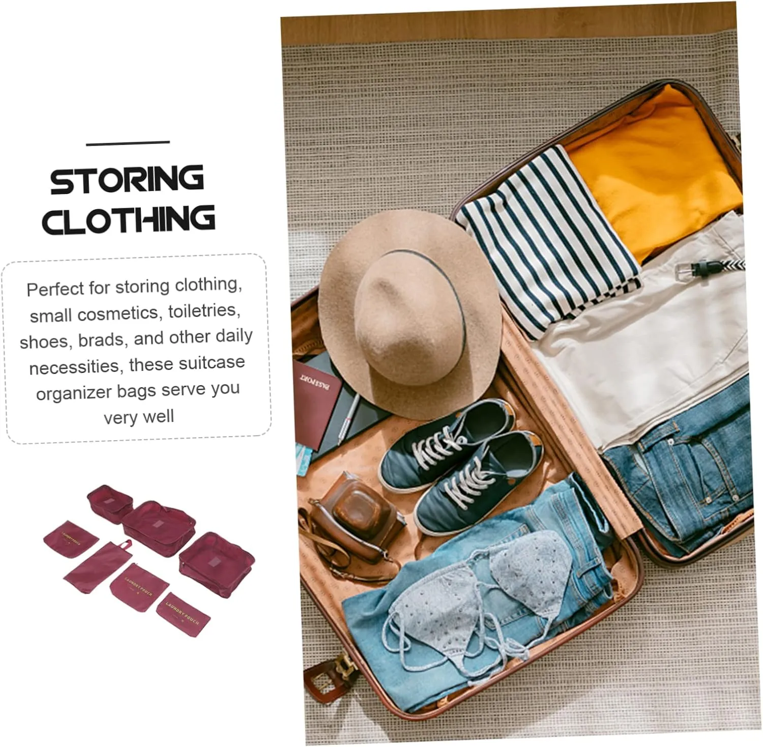 GALPADA 7pcs Travel Luggage Organizer Packing Cubes for Suitcases Travel Packing Bags Luggage Organizer Shoe Bags
