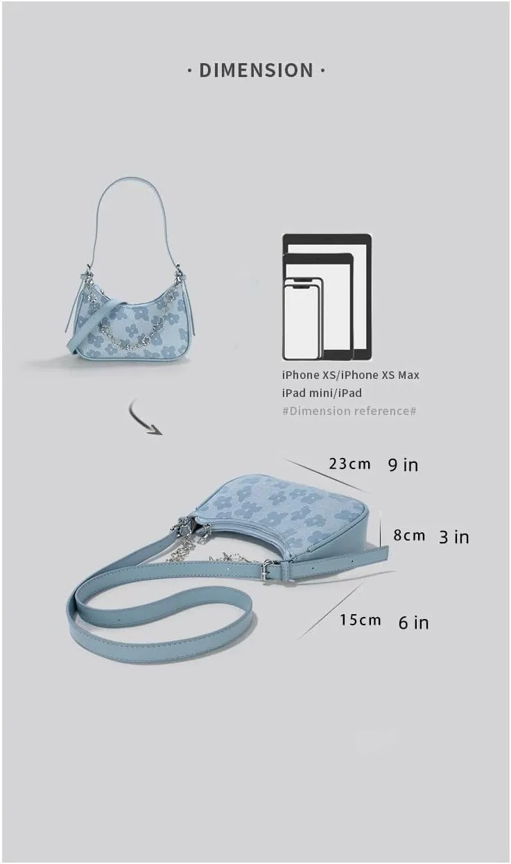 Generic Small Crossbody Bag for Women Stylish Shoulder Bag Black Purse Cute Handbag with Zipper Closure and Adjustable Strap (Blue)