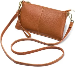 Genuine Leather Crossbody Bag for Women Wristlet Band Clutch Phone Small Handbags Ladies Totes