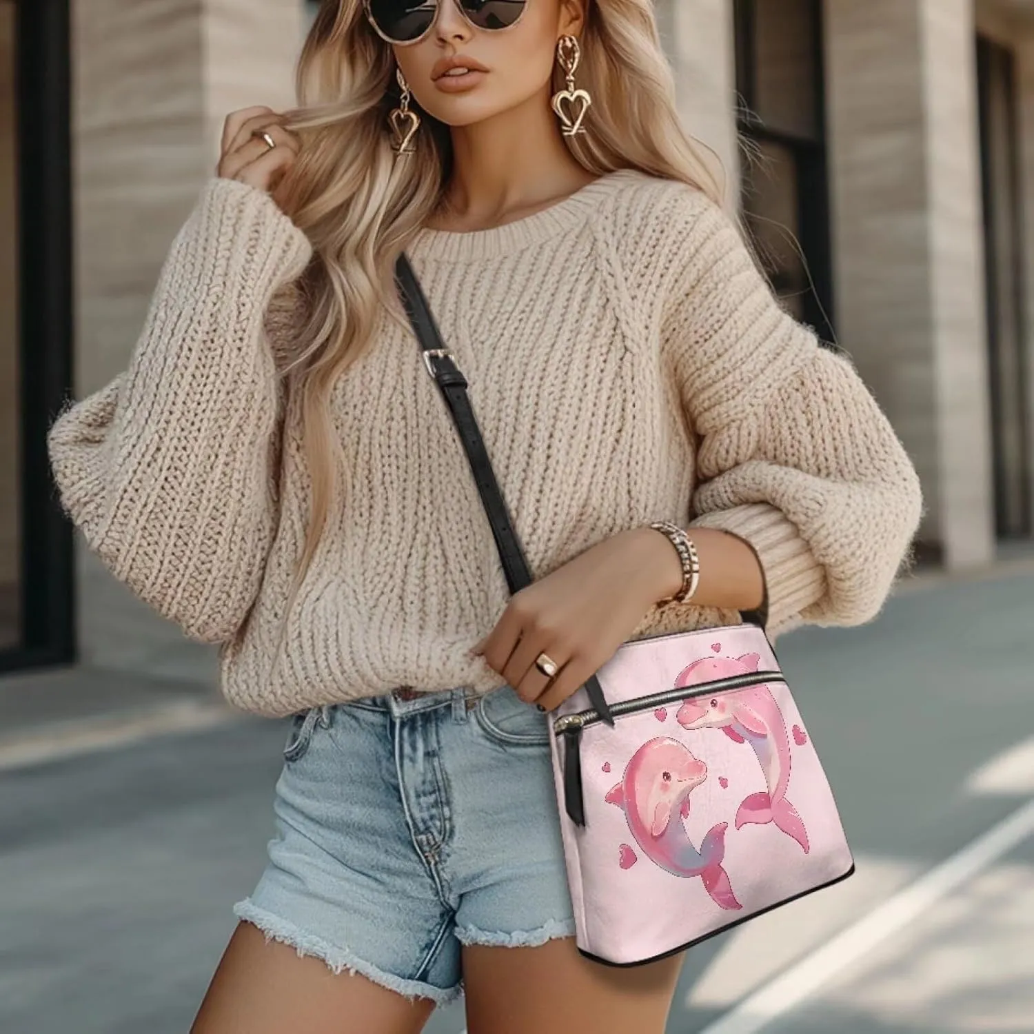 GIFTPUZZ Leather Shoulder Bag Work Totes for Women Purse Handbag with Back Zipper Pocket Large Crossbody Bag