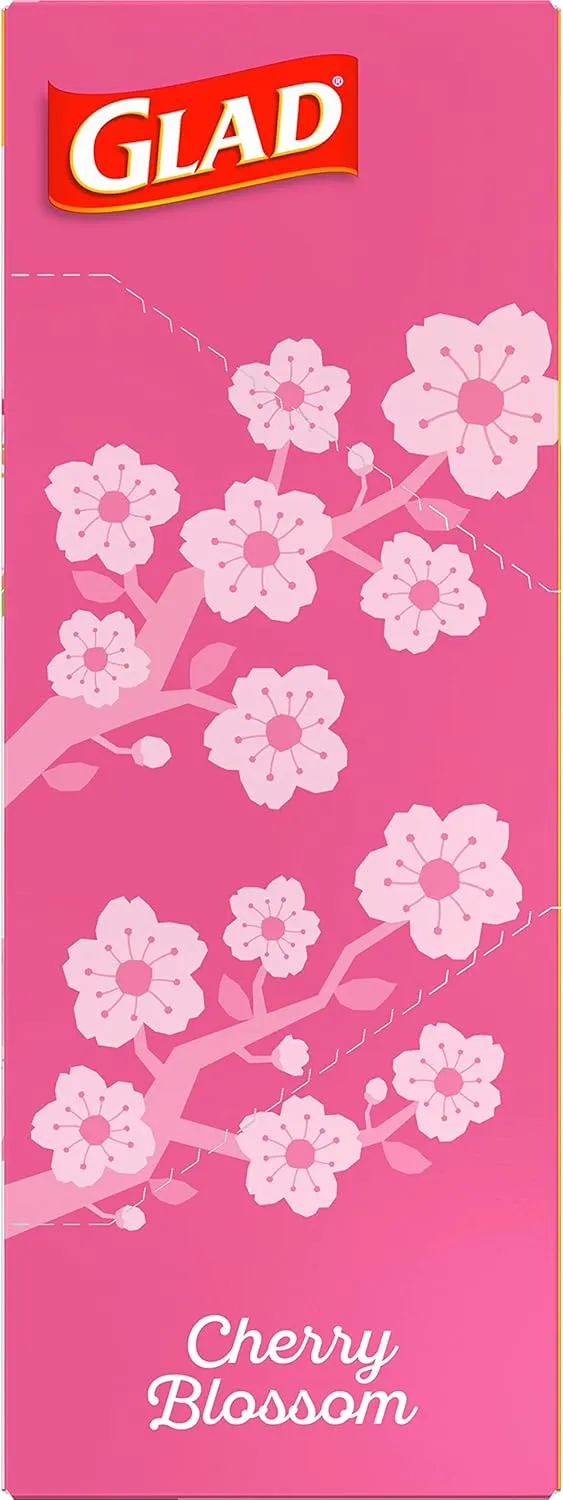 Glad Odorshield Small Drawstring Trash Bags, 4 Gal, Pink, Cherry Blossom, 34 Ct, Pack May Vary